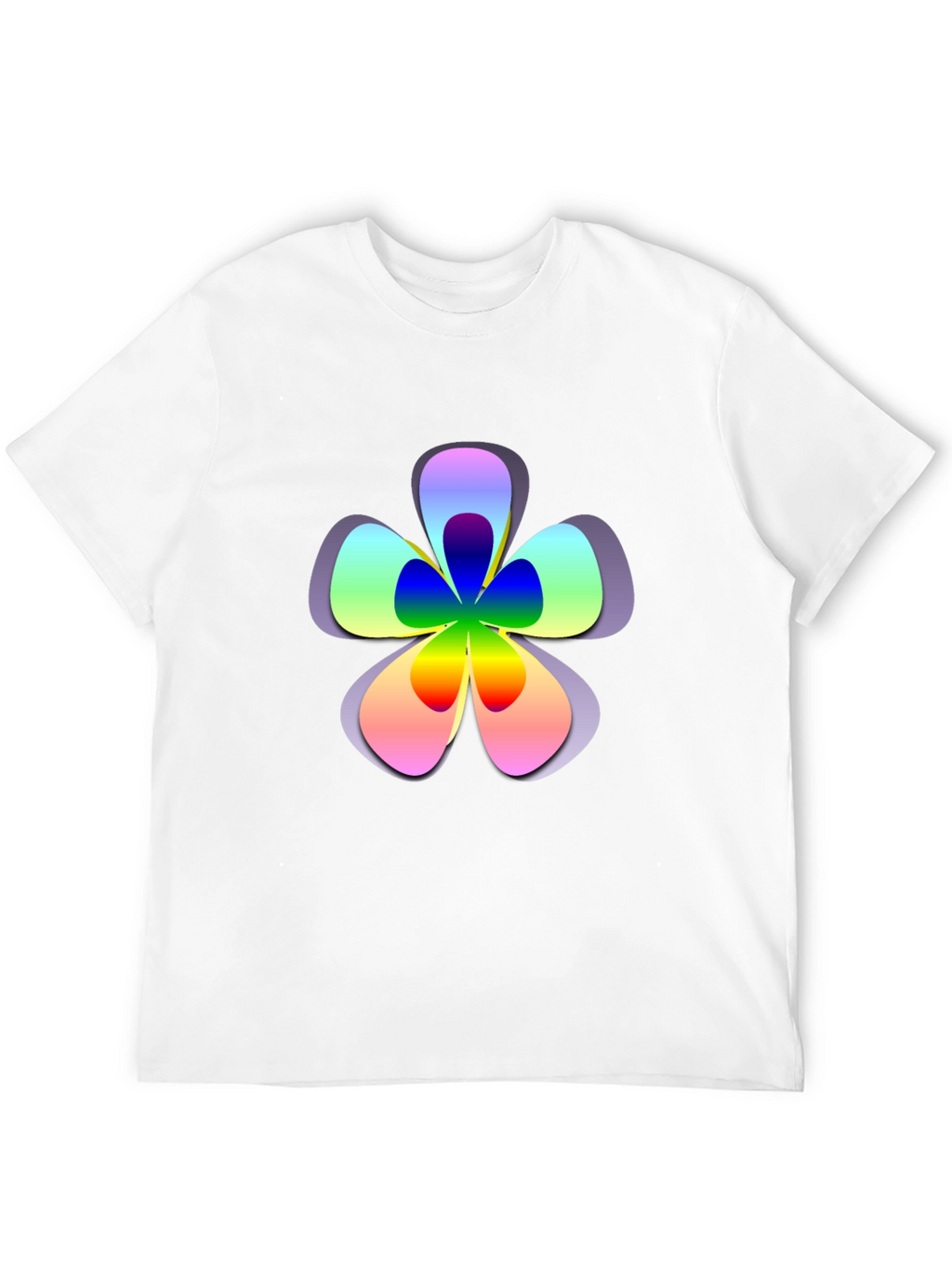 Rainbow Flower Graphic Print Black T-Shirt