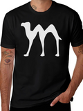 Camel Silhouette Graphic T-Shirt - Black Cotton Blend