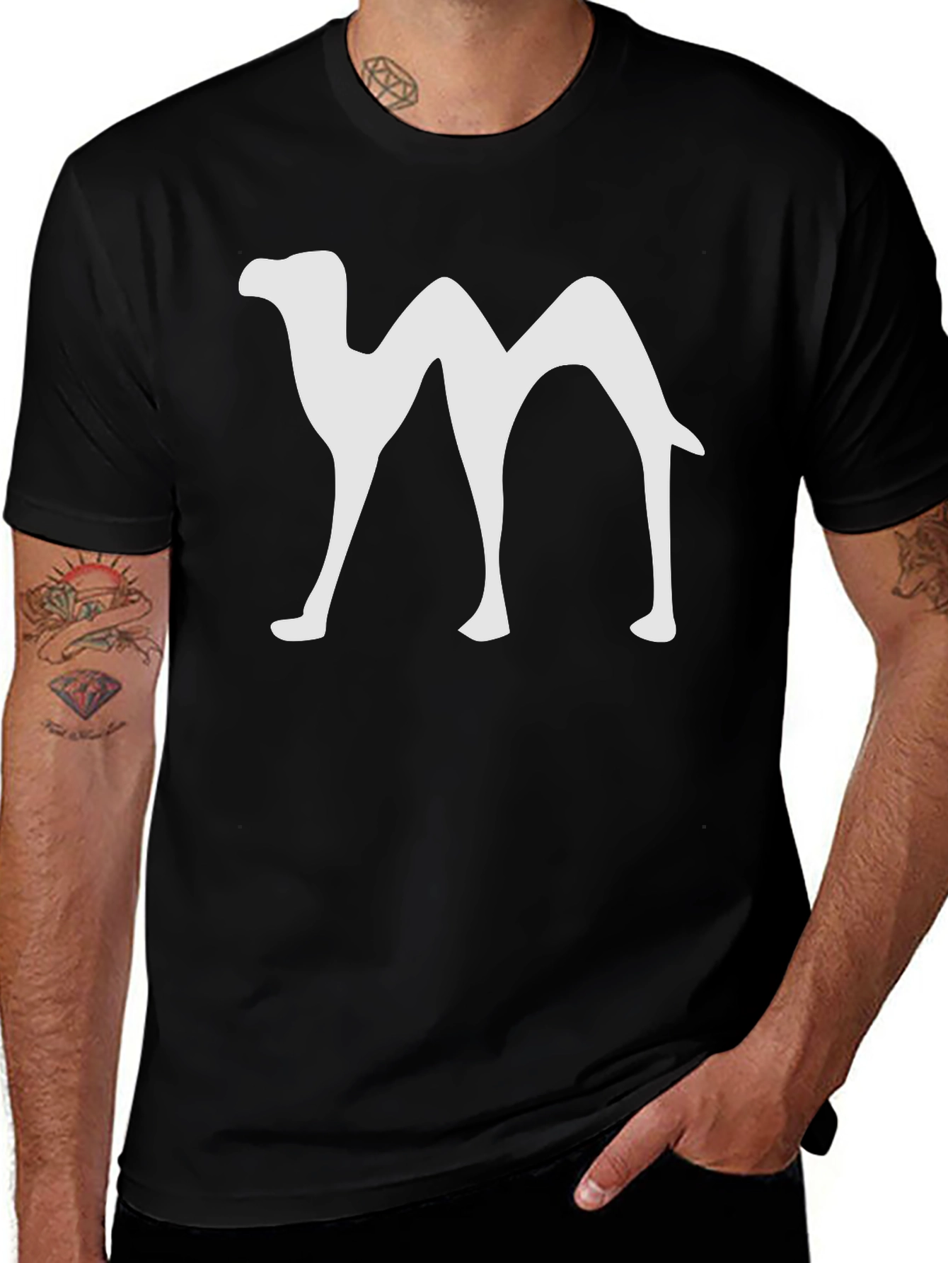 Camel Silhouette Graphic T-Shirt - Black Cotton Blend