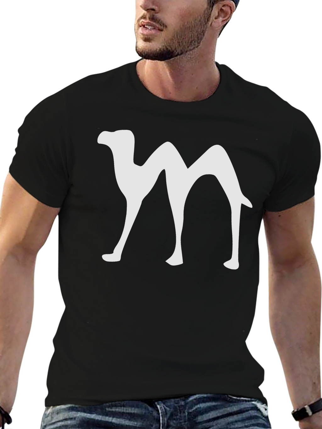Camel Silhouette Graphic T-Shirt - Black Cotton Blend