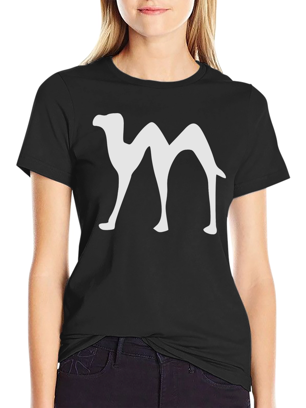 Camel Silhouette Graphic T-Shirt - Black Cotton Blend