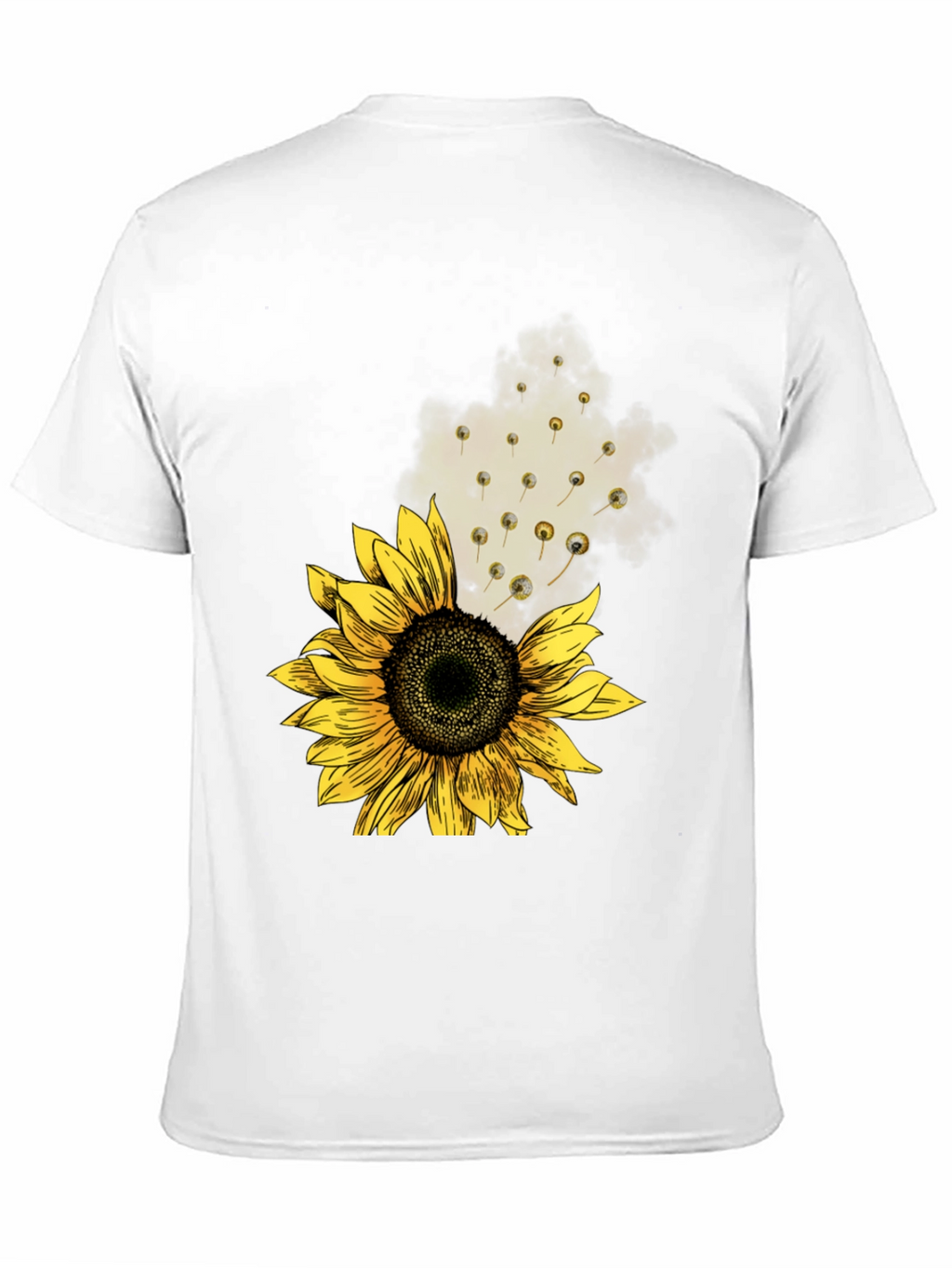 Sunflower Print Mens Black Tee