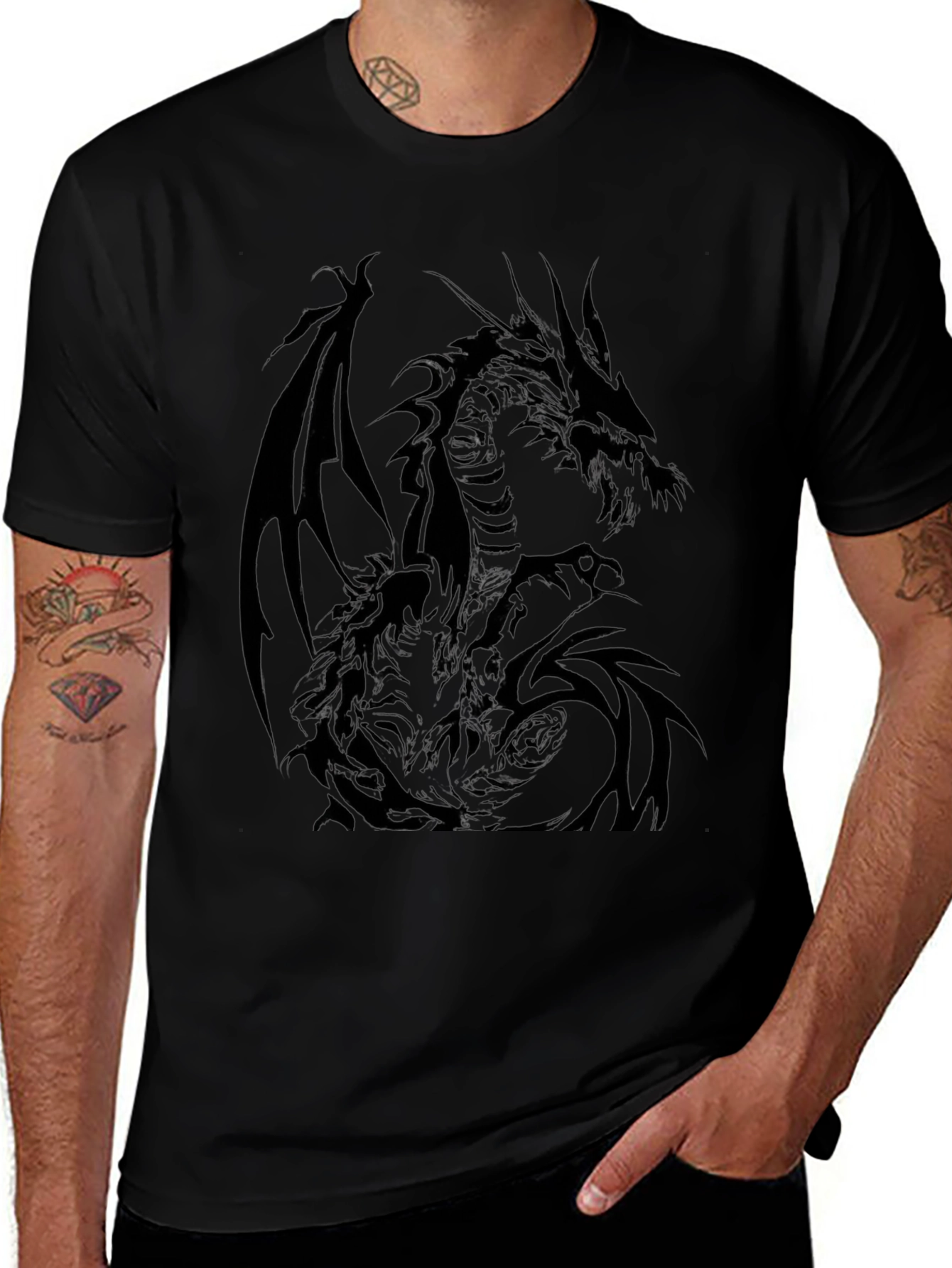 Dragon Graphic T-Shirt - Mens Black Tee