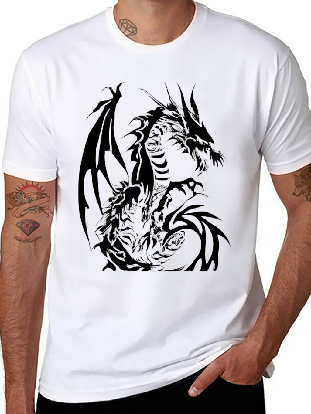 Dragon Graphic T-Shirt - Mens Black Tee