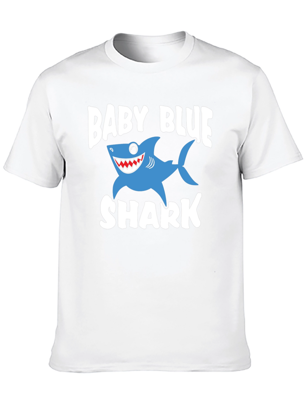 Baby Blue Shark Graphic Print Black T-Shirt