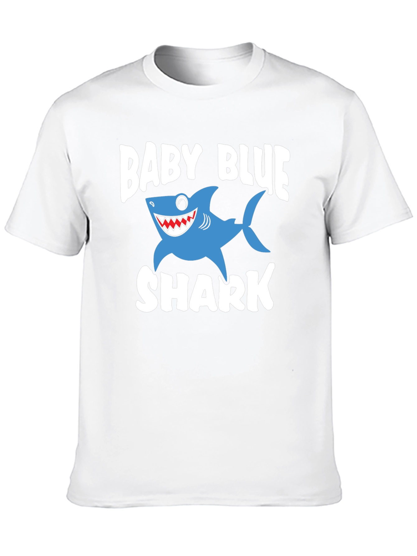 Baby Blue Shark Graphic Print Black T-Shirt