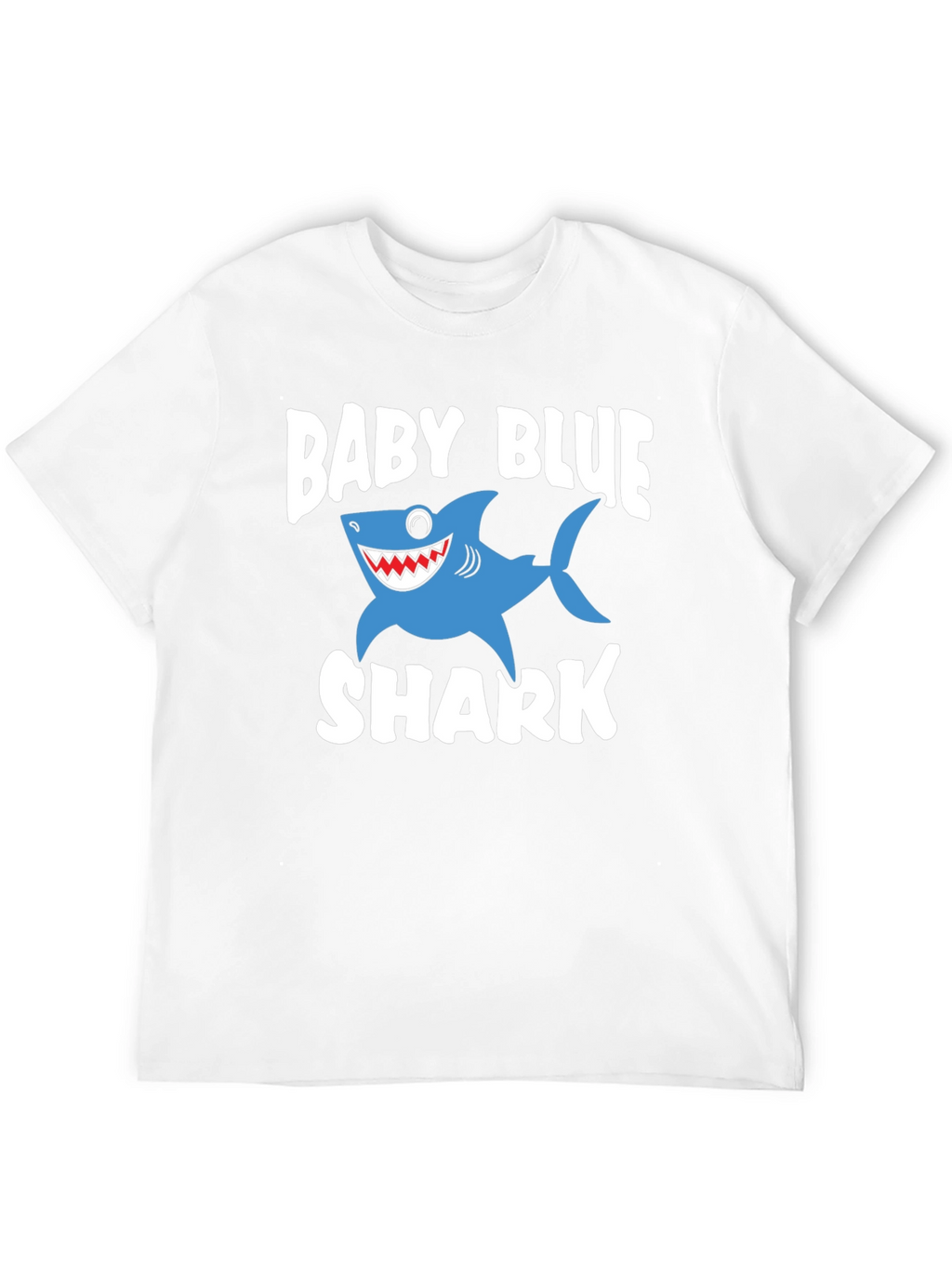Baby Blue Shark Graphic Print Black T-Shirt