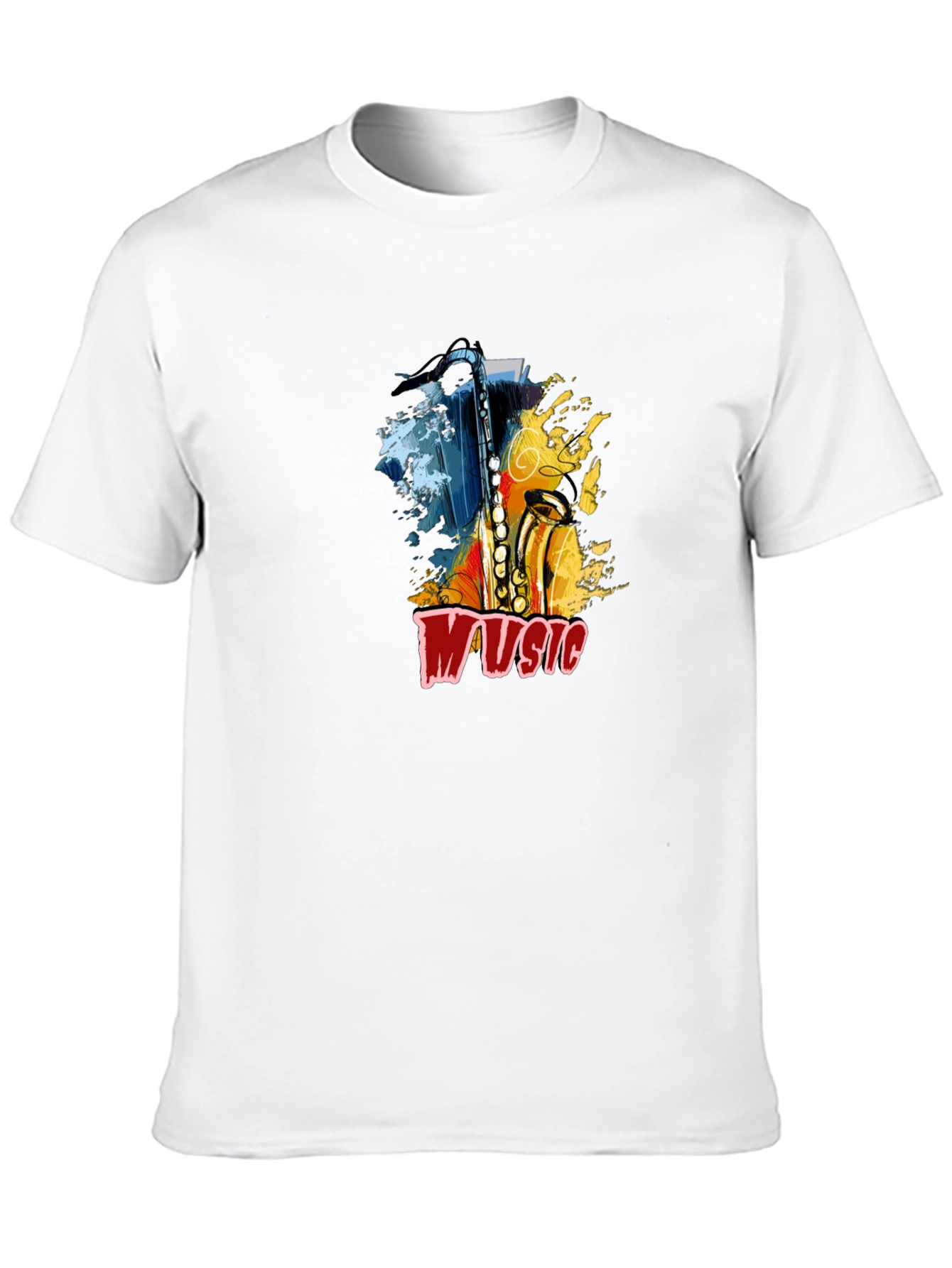 Saxophone Music Graphic Tee - Black Cotton T-Shirt