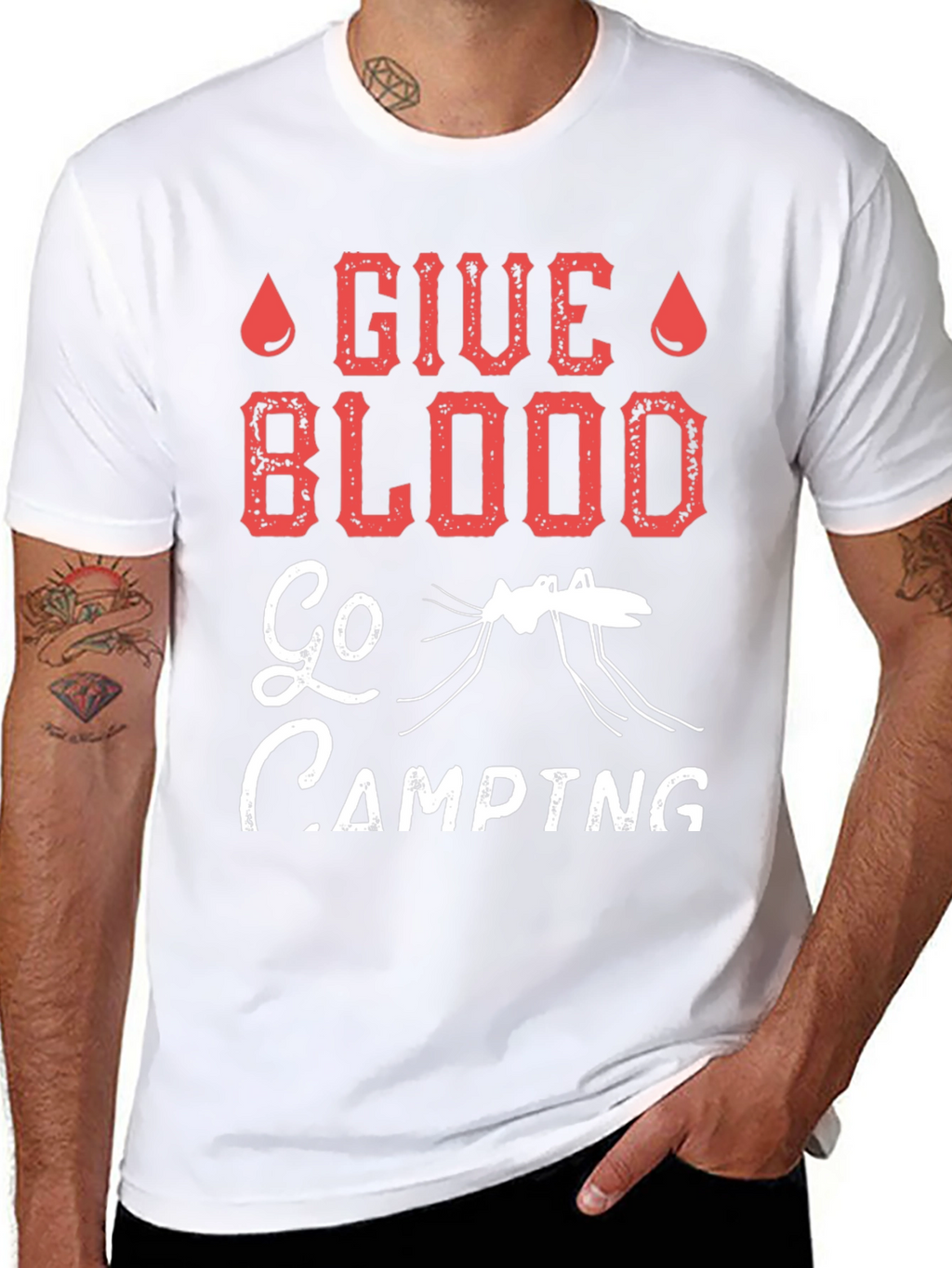 Give Blood Go Camping Graphic T-Shirt