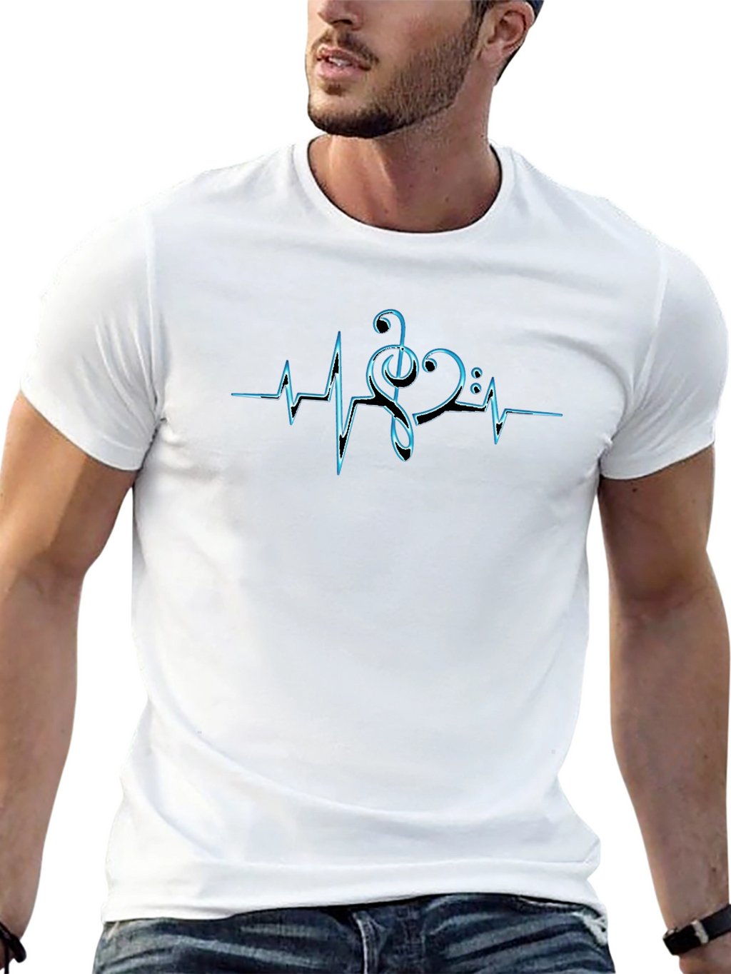 Music Heartbeat T-Shirt - Black