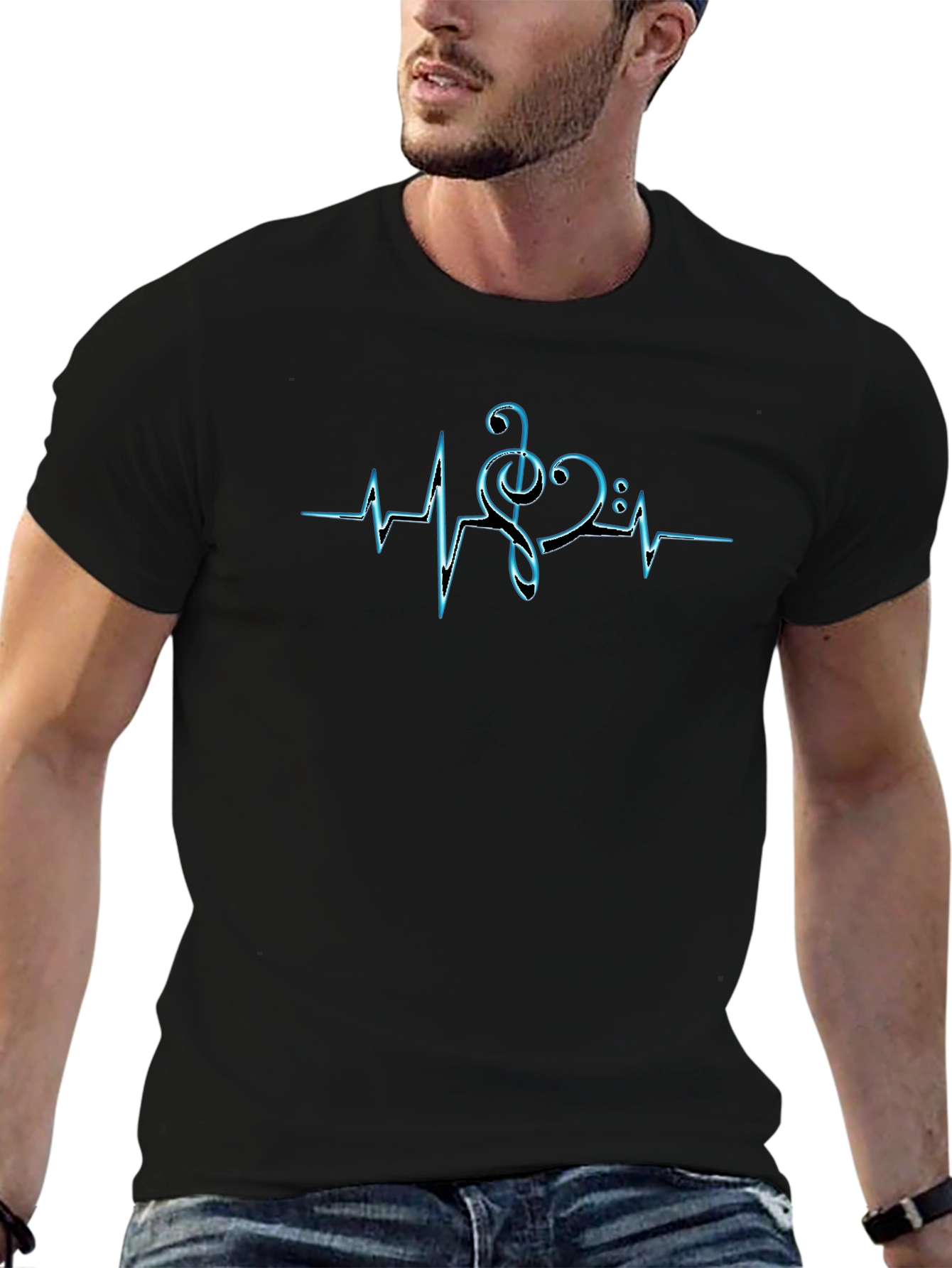 Music Heartbeat T-Shirt - Black