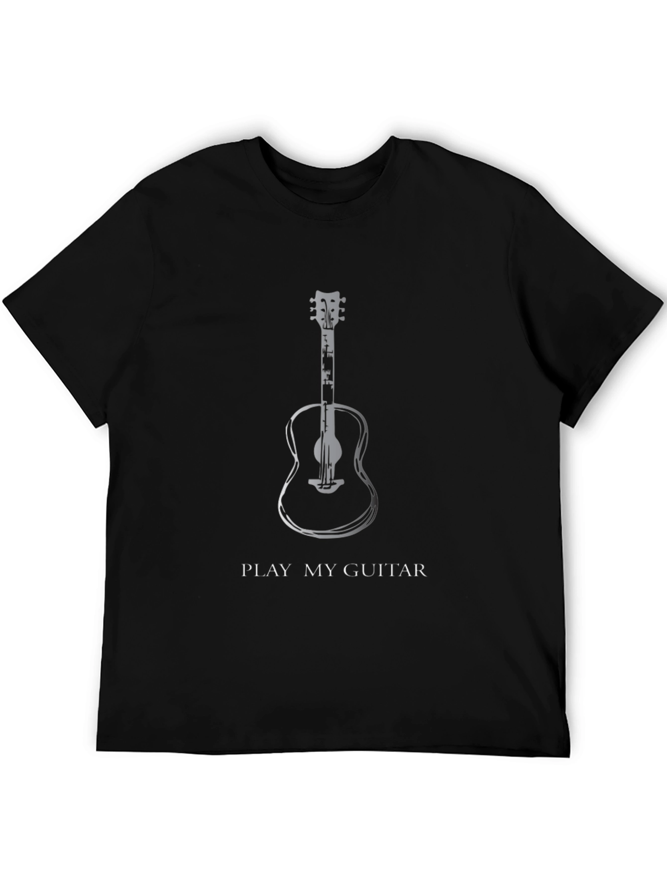 Play My Guitar Graphic Tee - Black Cotton T-Shirt