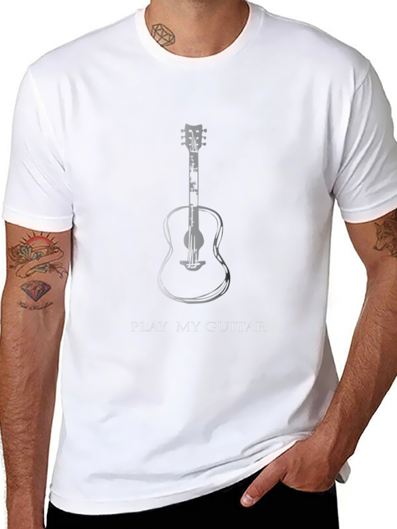 Play My Guitar Graphic Tee - Black Cotton T-Shirt