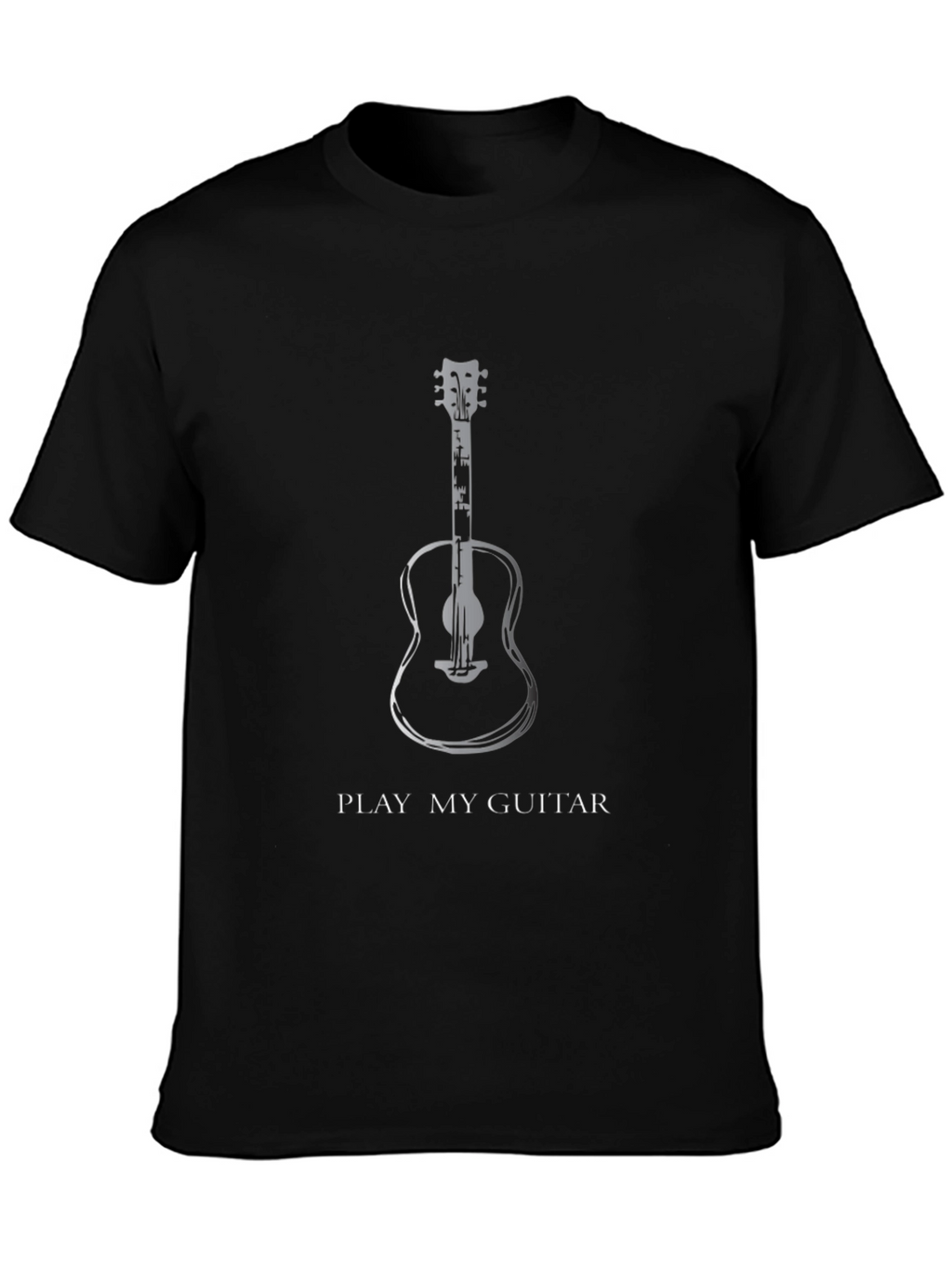 Play My Guitar Graphic Tee - Black Cotton T-Shirt