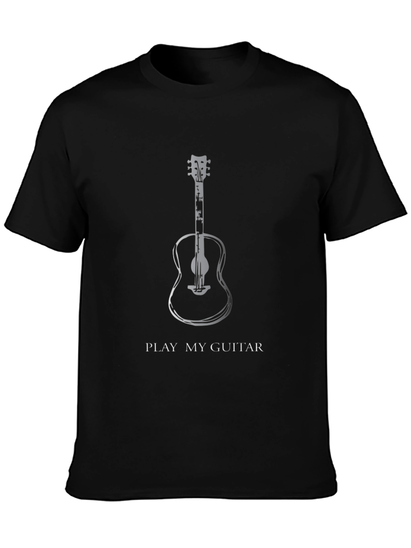 Play My Guitar Graphic Tee - Black Cotton T-Shirt