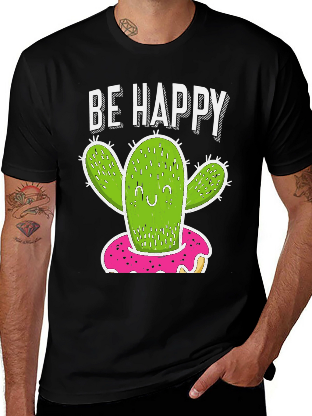 Be Happy Cactus Donut T-Shirt