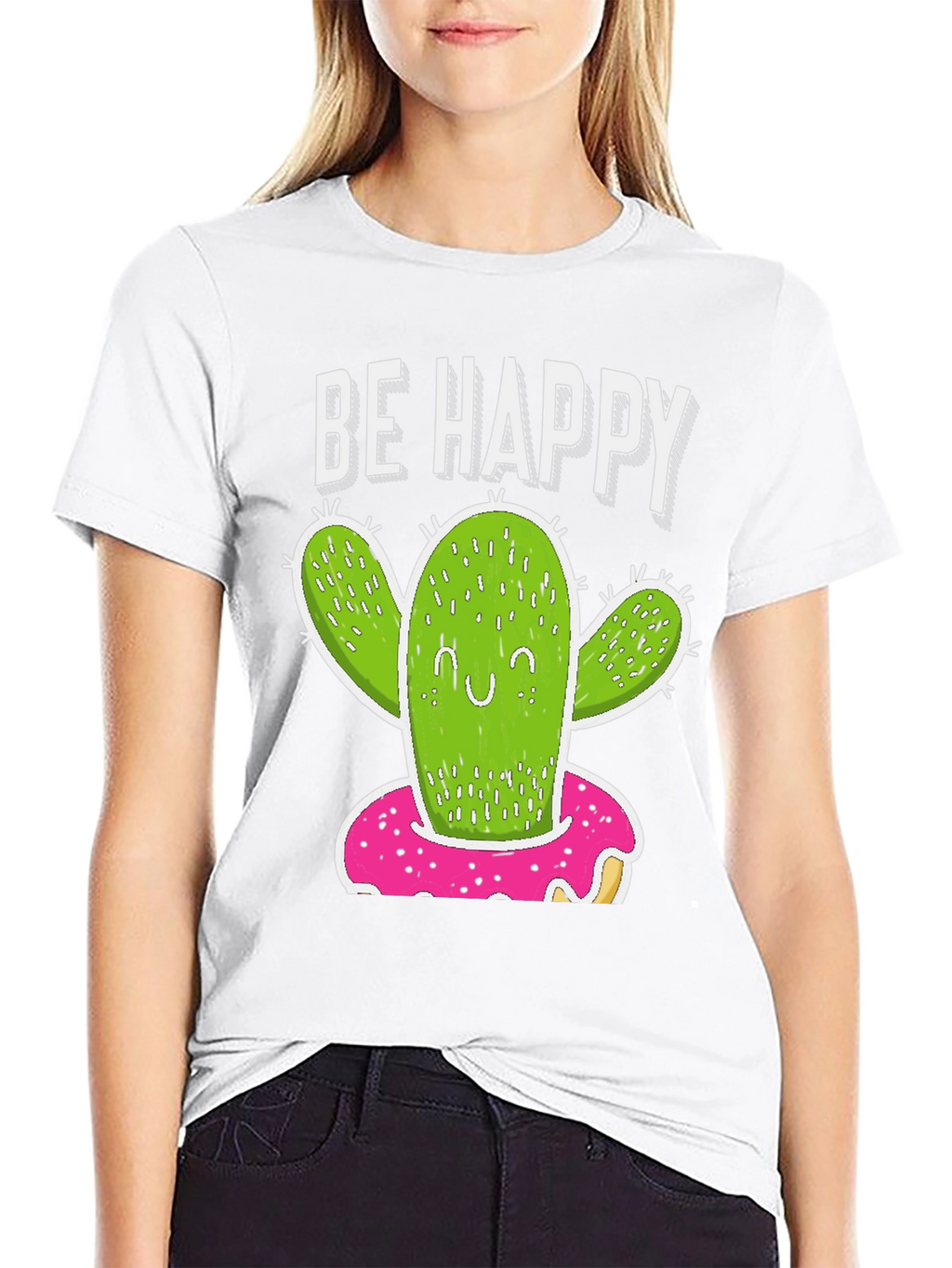 Be Happy Cactus Donut T-Shirt