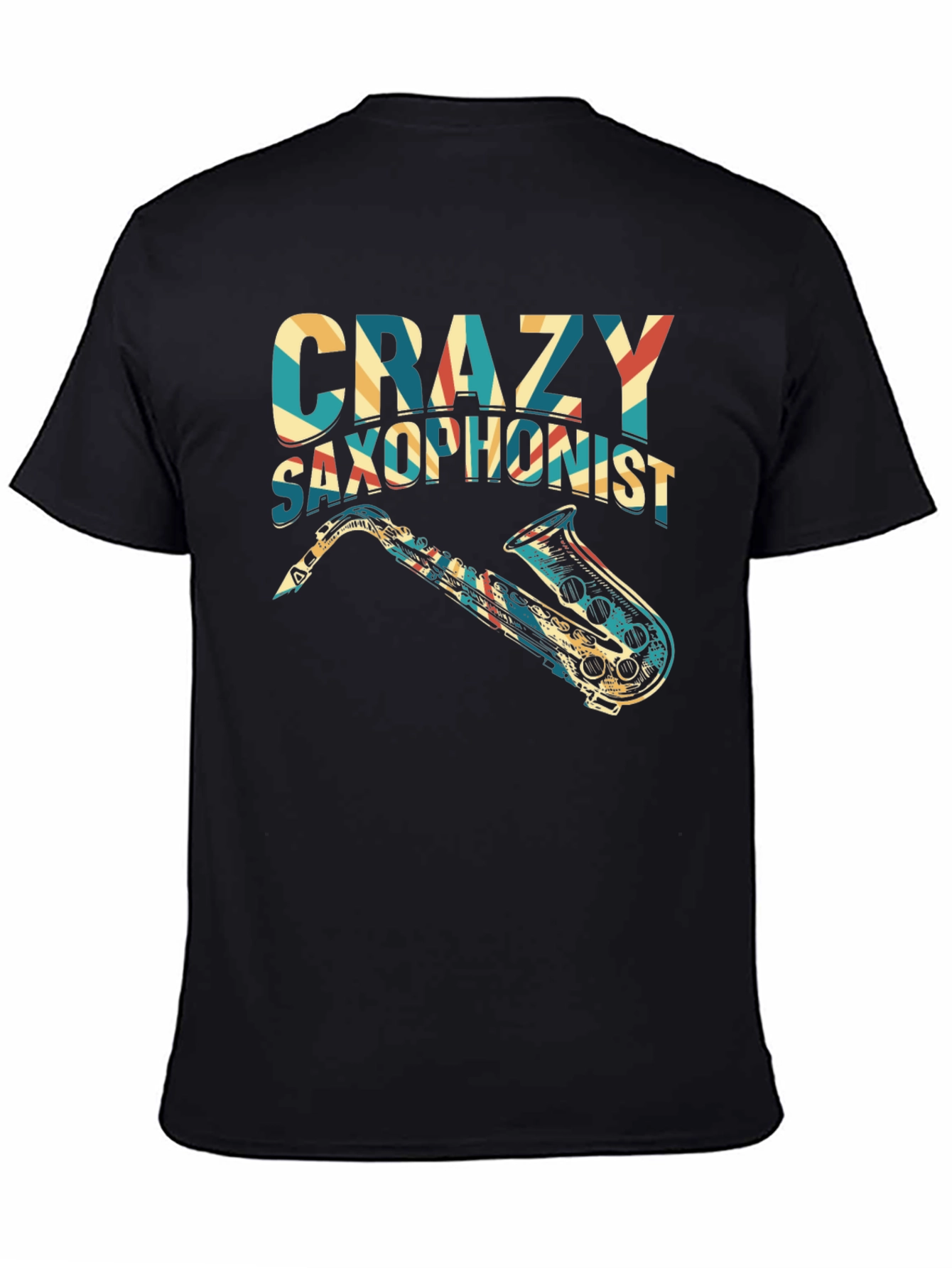 Crazy Saxophonist Graphic Tee - Retro Music Lover Shirt
