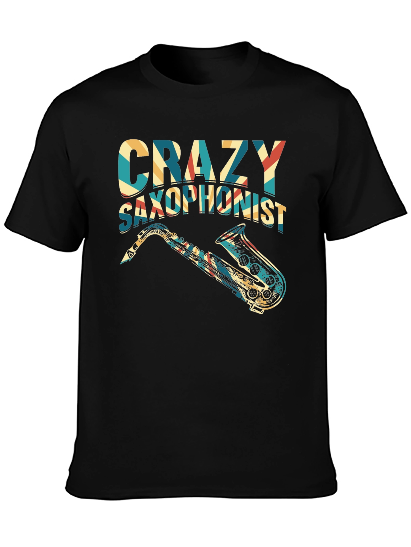 Crazy Saxophonist Graphic Tee - Retro Music Lover Shirt