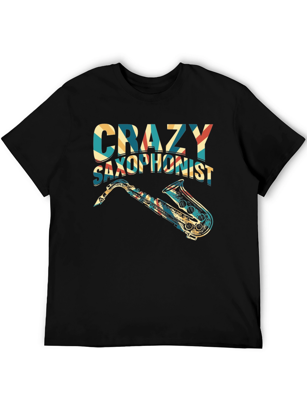 Crazy Saxophonist Graphic Tee - Retro Music Lover Shirt