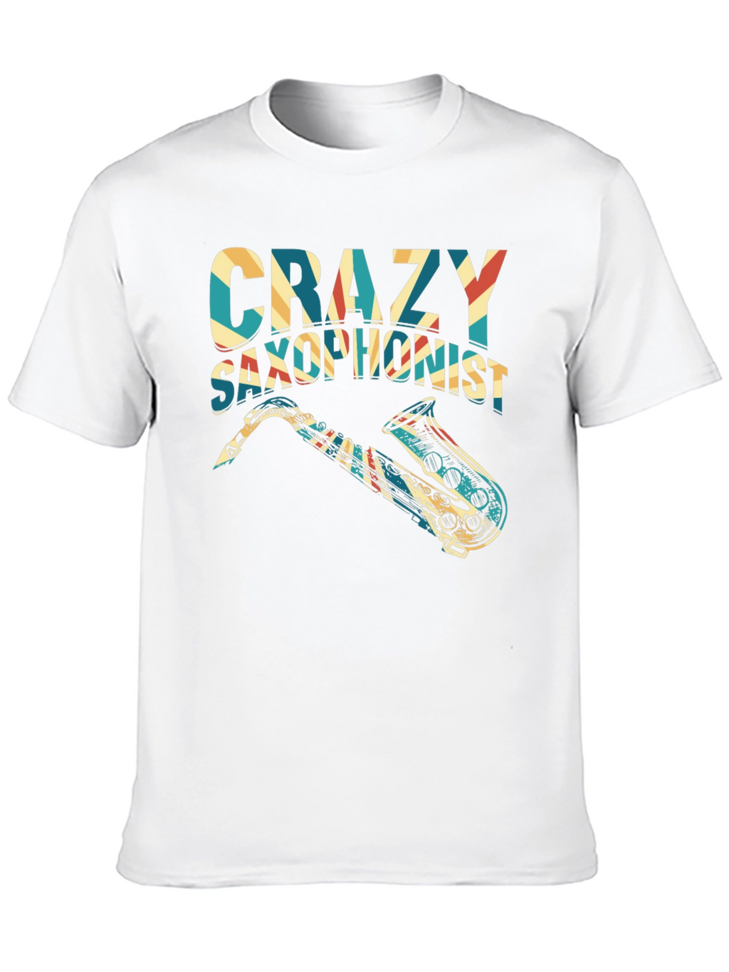 Crazy Saxophonist Graphic Tee - Retro Music Lover Shirt