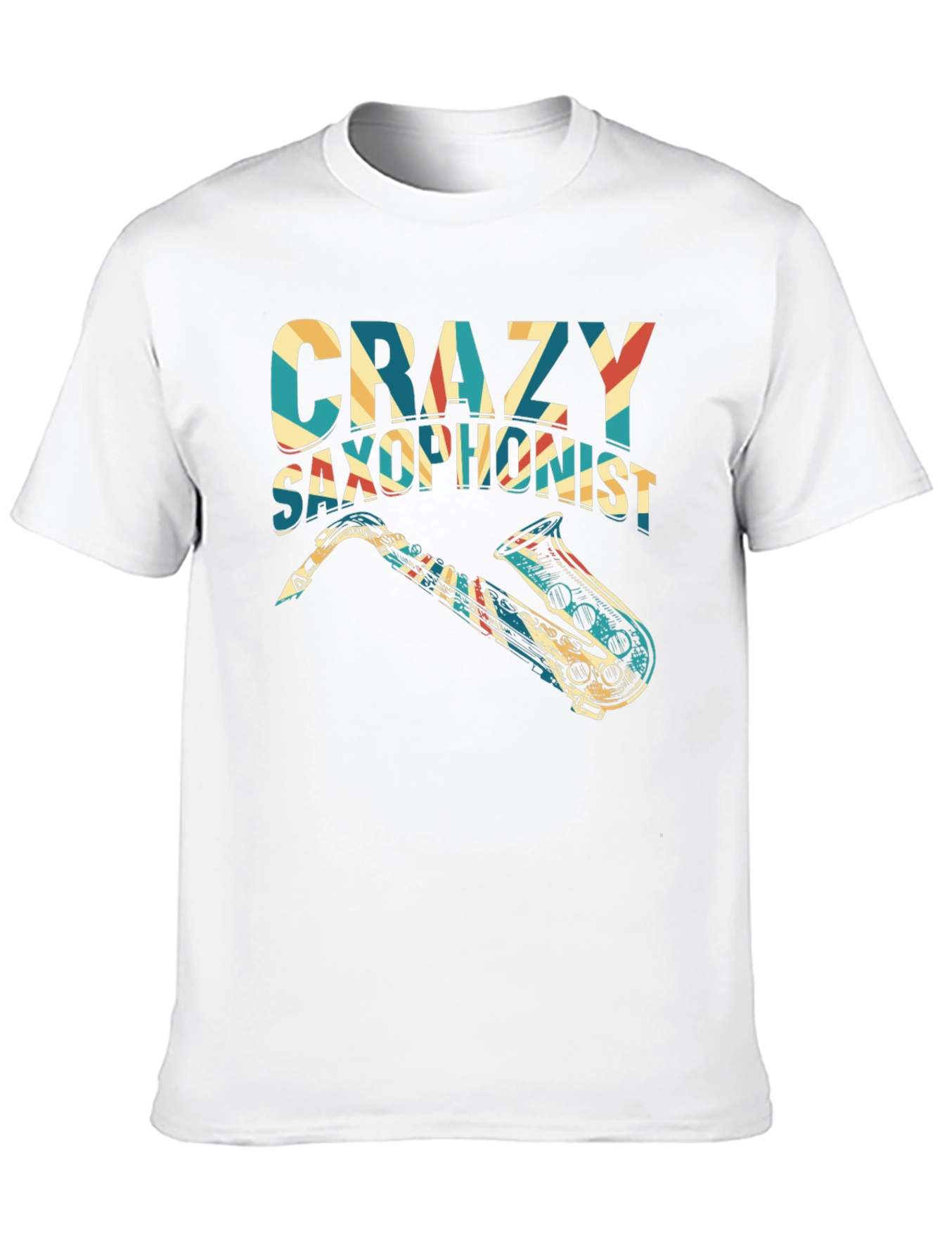 Crazy Saxophonist Graphic Tee - Retro Music Lover Shirt