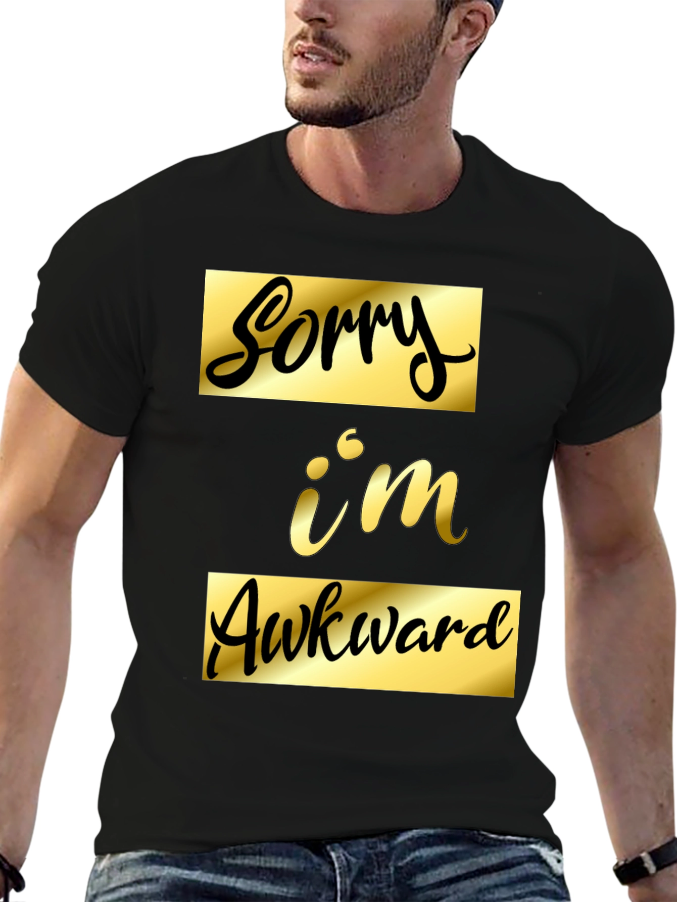 Sorry Im Awkward Black Graphic Tee