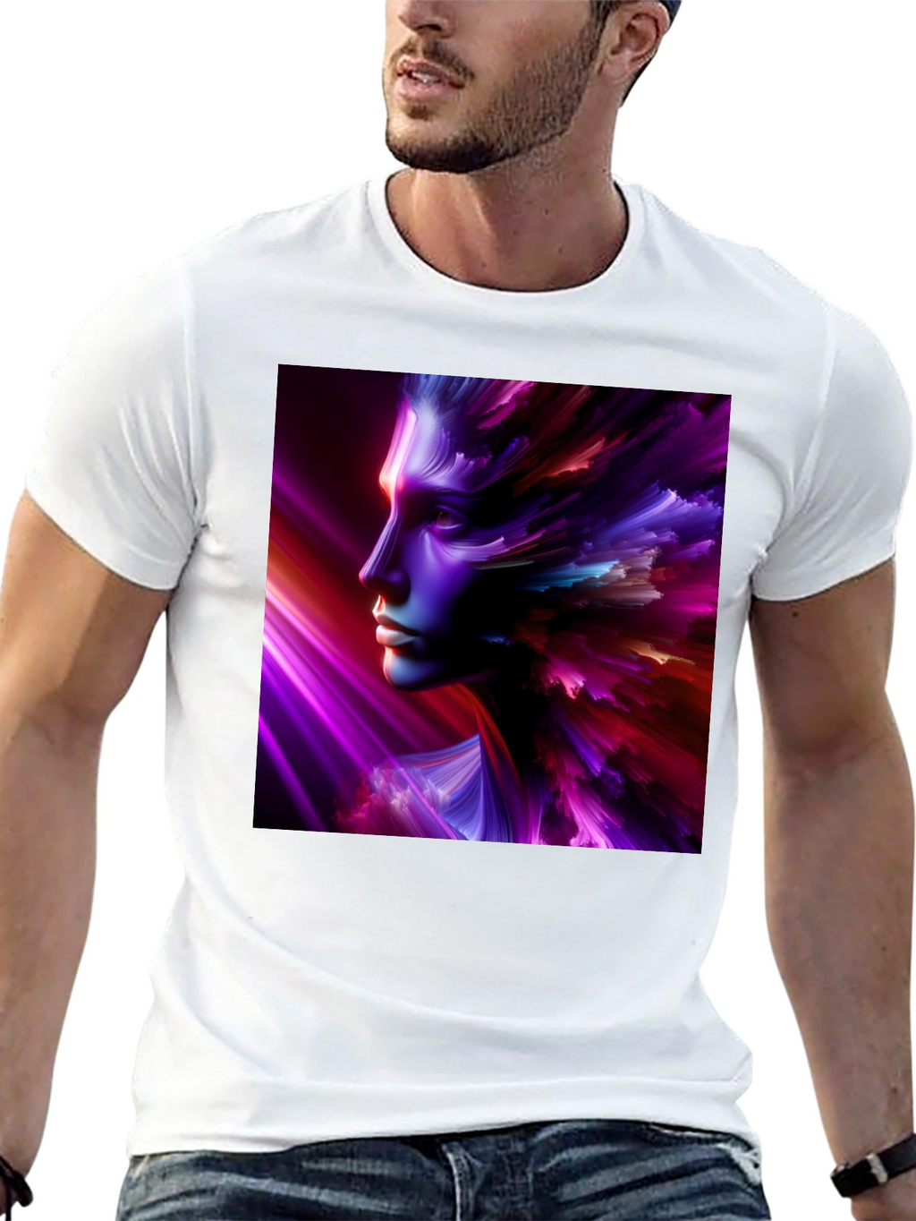 Abstract Face Graphic Black T-Shirt