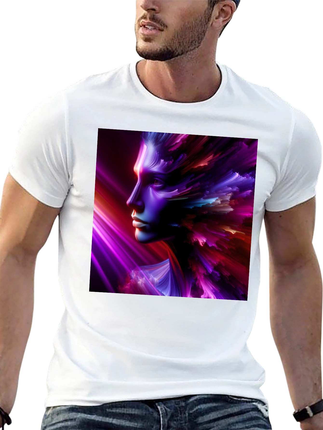 Abstract Face Graphic Black T-Shirt