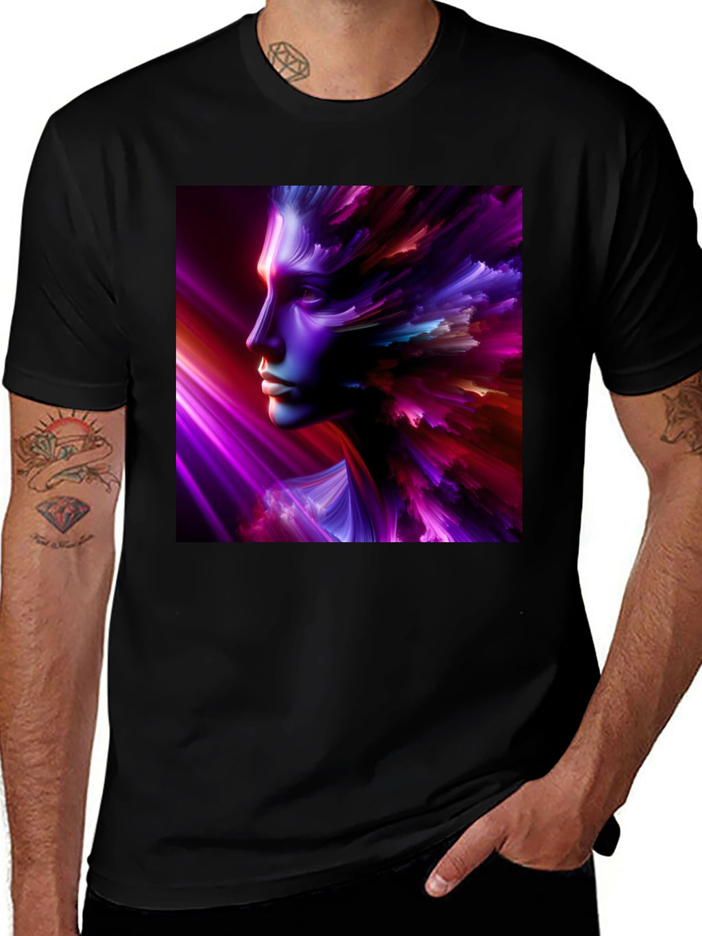 Abstract Face Graphic Black T-Shirt