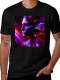 Abstract Face Graphic Black T-Shirt