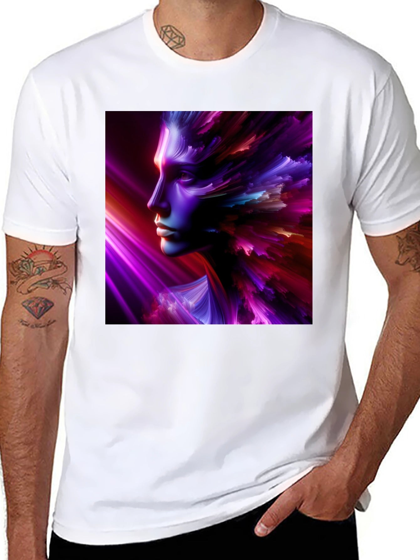 Abstract Face Graphic Black T-Shirt
