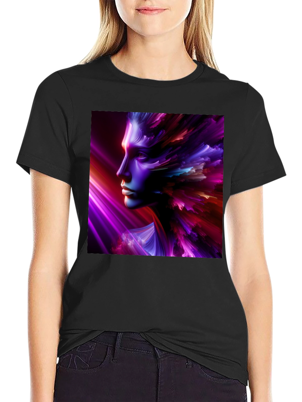 Abstract Face Graphic Black T-Shirt
