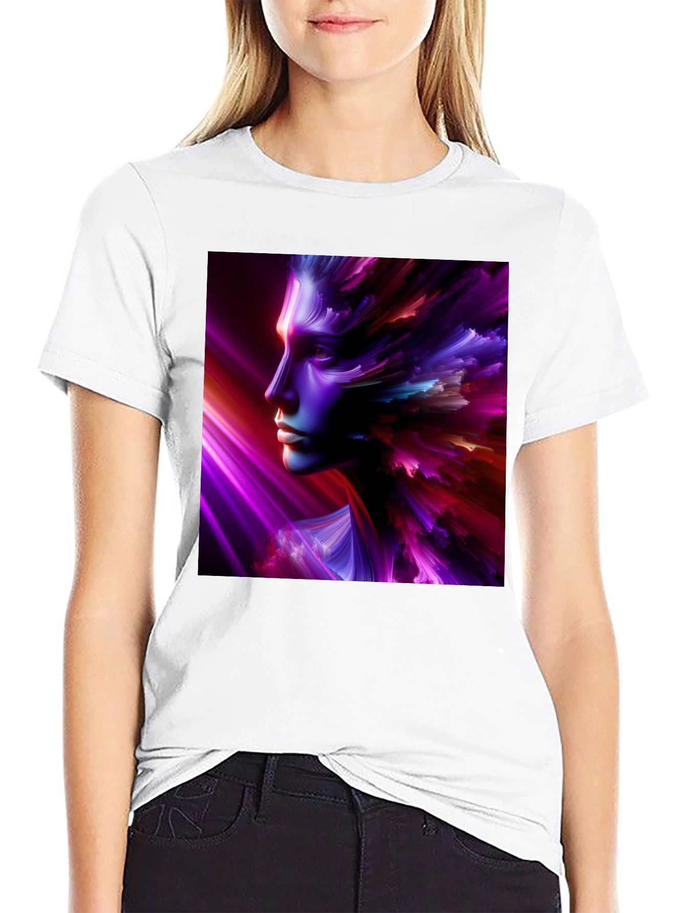Abstract Face Graphic Black T-Shirt
