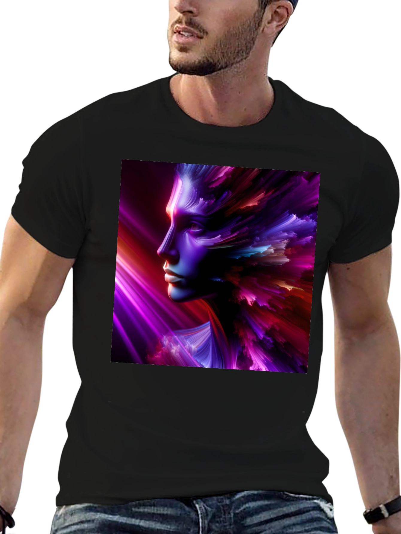 Abstract Face Graphic Black T-Shirt