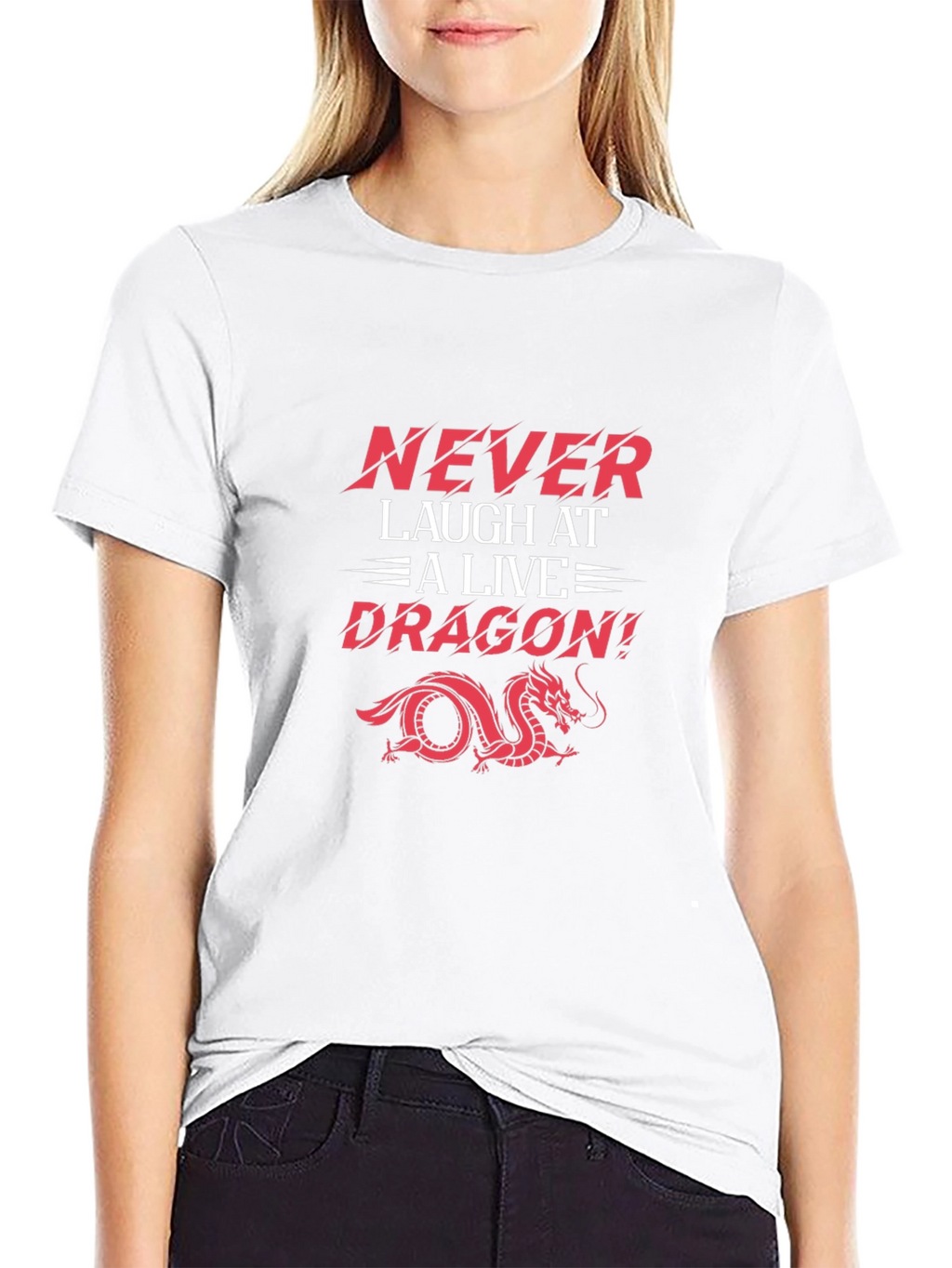 Never Laugh Dragon Graphic Tee