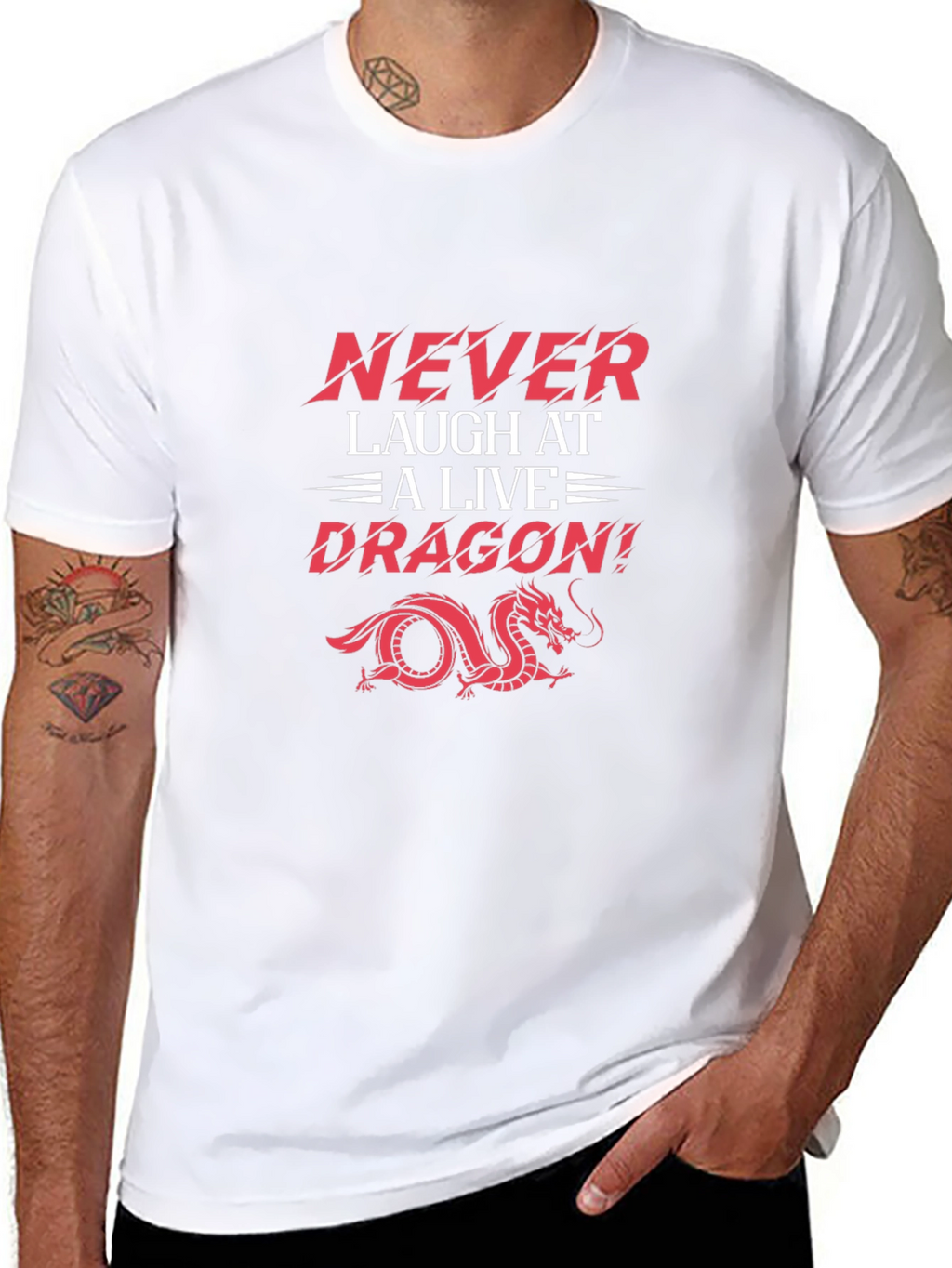 Never Laugh Dragon Graphic Tee