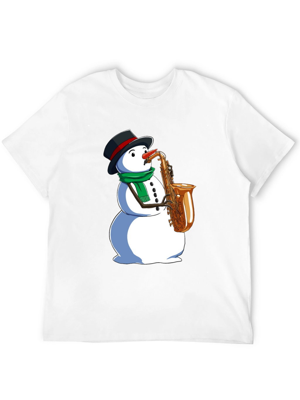 Snowman Saxophone Graphic Tee - Holiday Style
