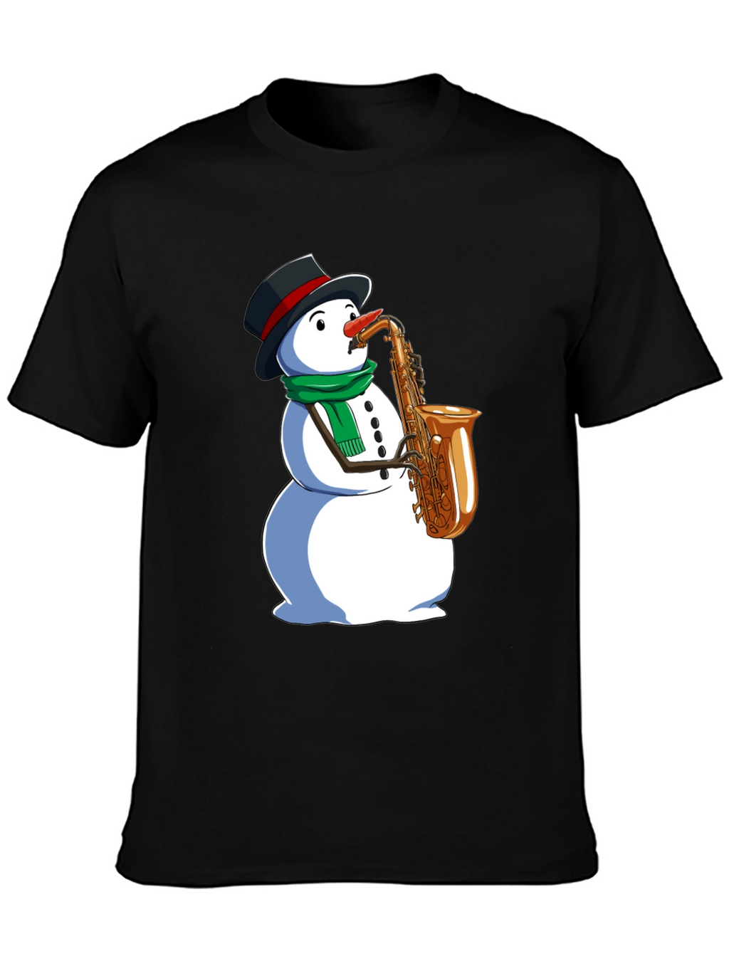 Snowman Saxophone Graphic Tee - Holiday Style