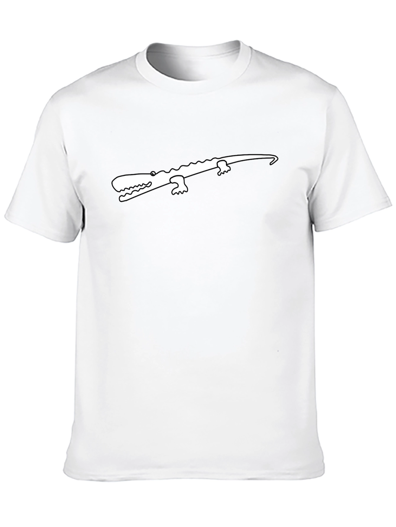 Black T-Shirt with White Crocodile Graphic
