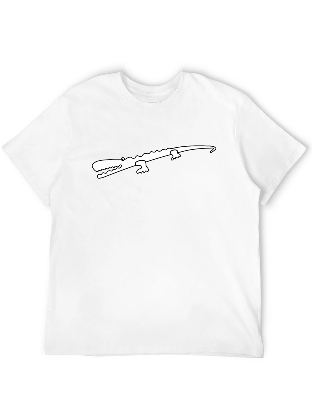 Black T-Shirt with White Crocodile Graphic