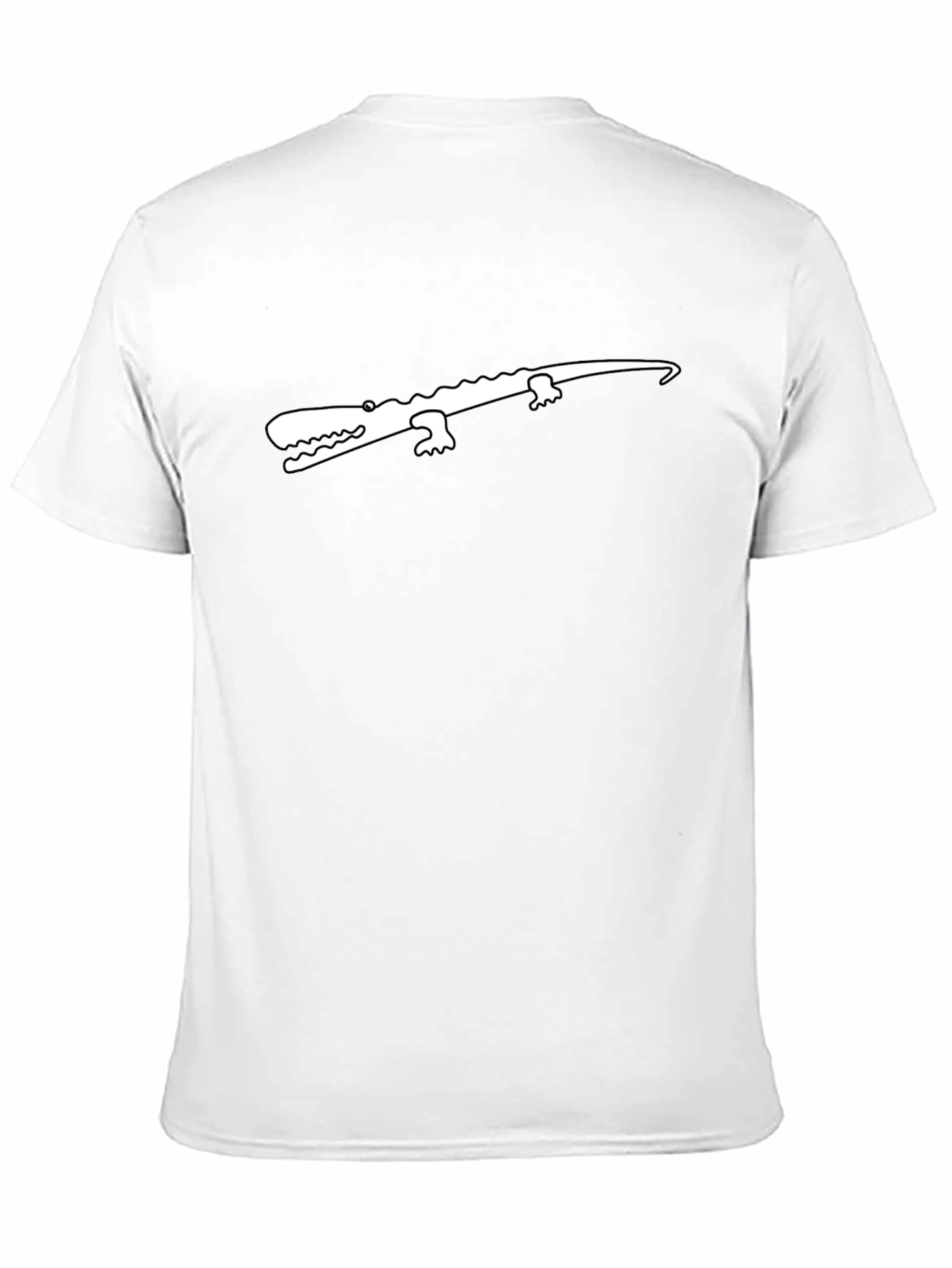 Black T-Shirt with White Crocodile Graphic