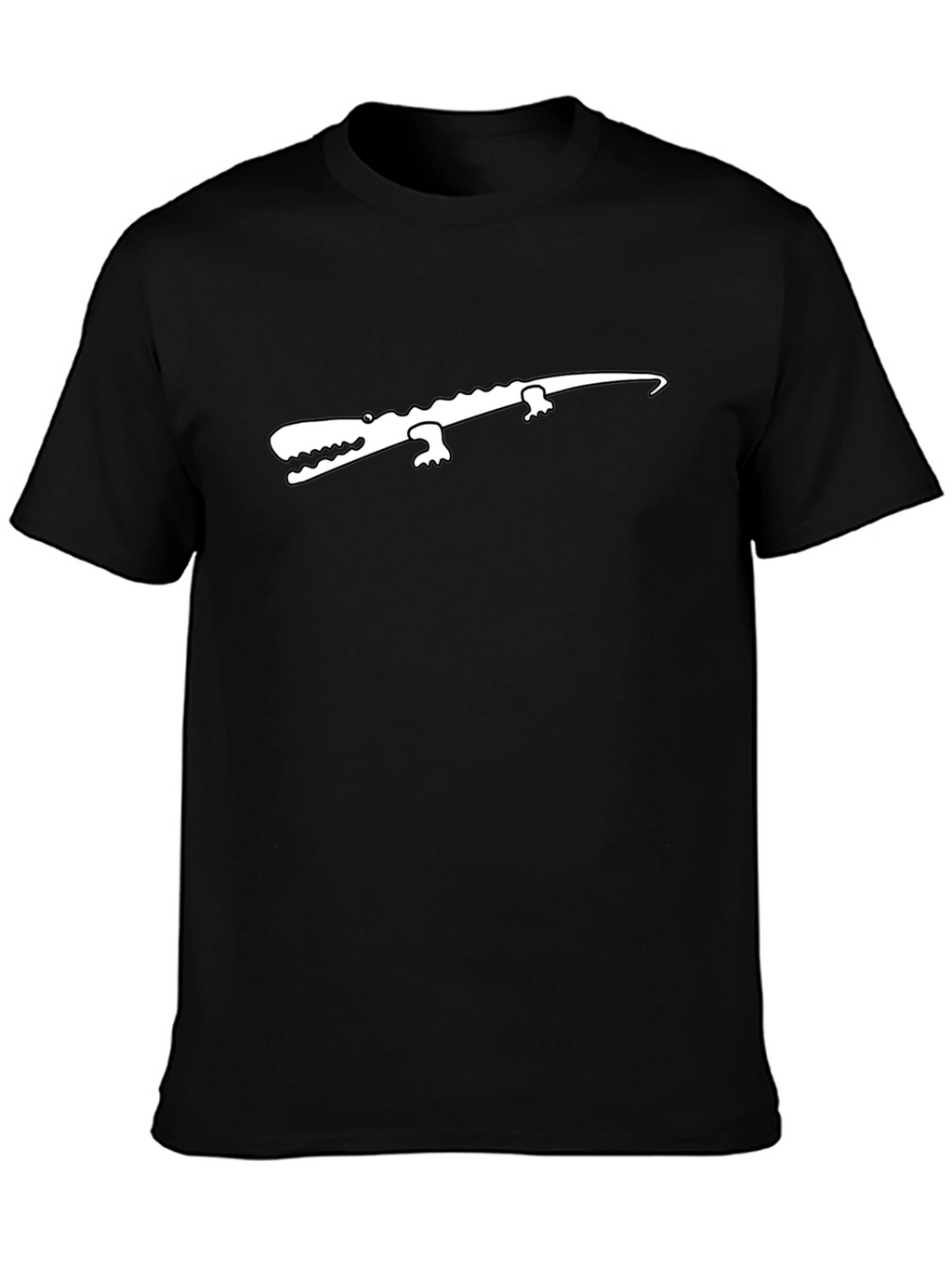 Black T-Shirt with White Crocodile Graphic