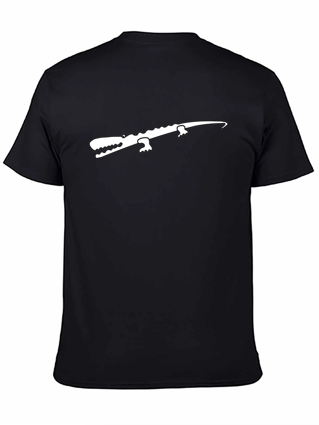Black T-Shirt with White Crocodile Graphic