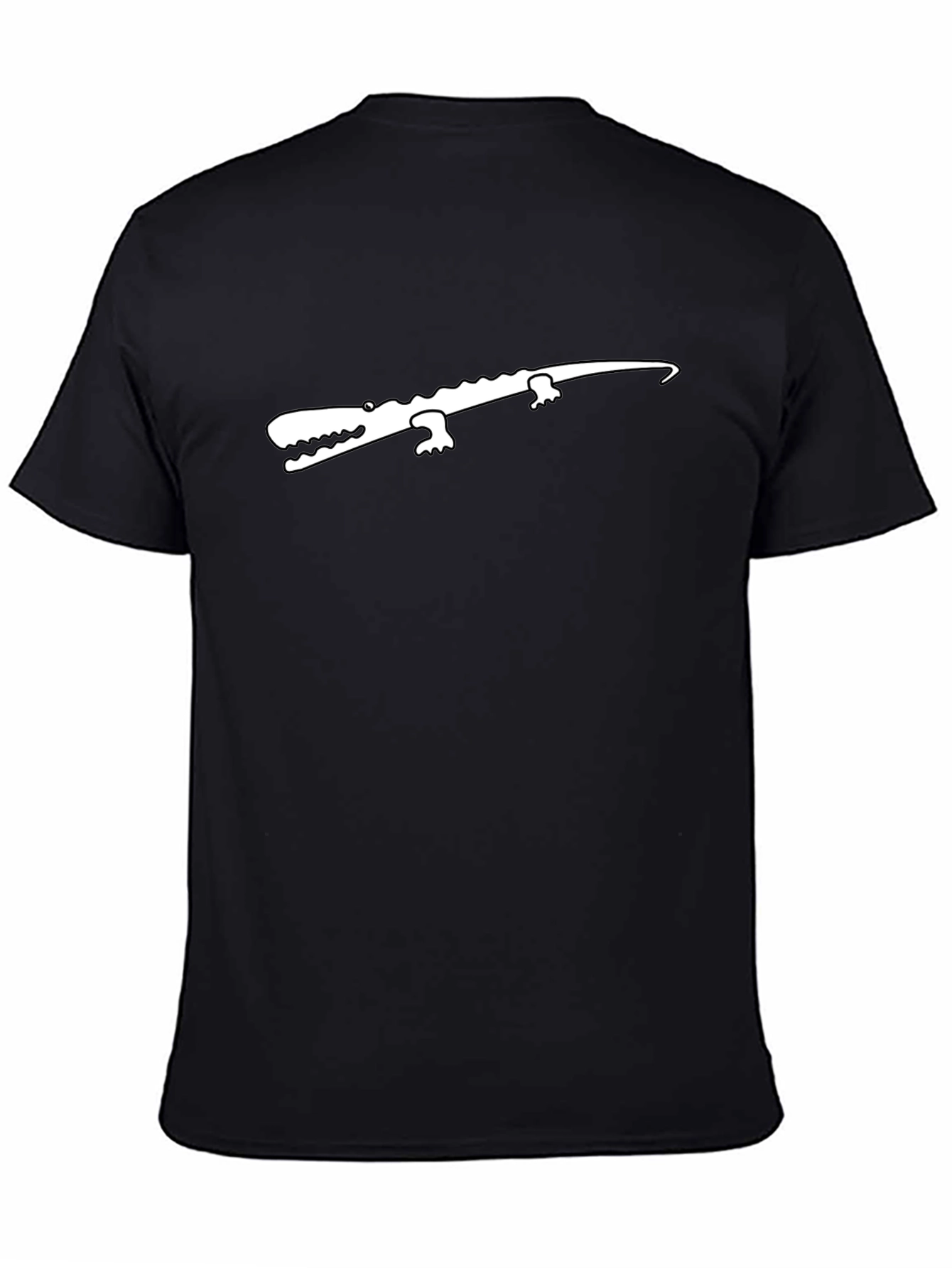 Black T-Shirt with White Crocodile Graphic