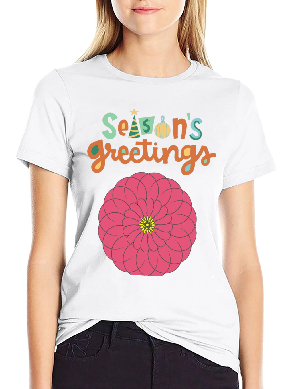 Seasons Greetings Floral Graphic T-Shirt