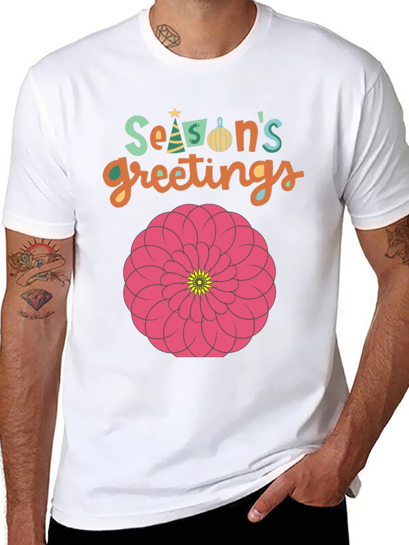 Seasons Greetings Floral Graphic T-Shirt