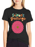 Seasons Greetings Floral Graphic T-Shirt