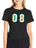 Retro 08 Graphic Print Crew Neck T-Shirt