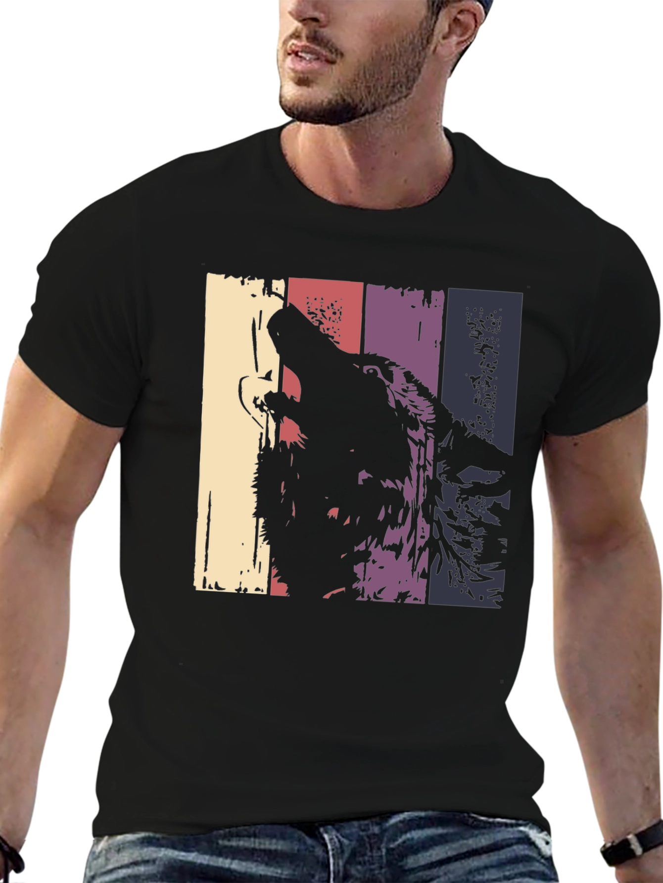 Vintage Wolf Graphic Tee - Retro Style T-Shirt